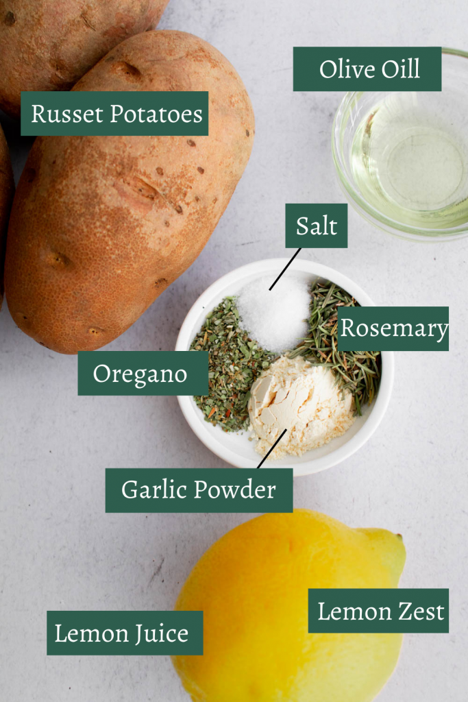 ingredients for Greek potato wedges