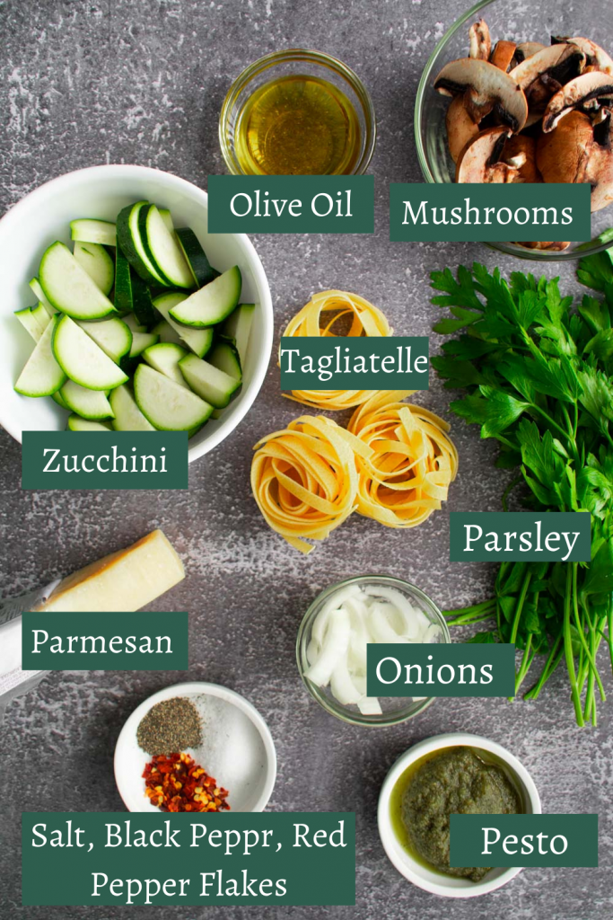 zucchini mushroom pasta ingredients