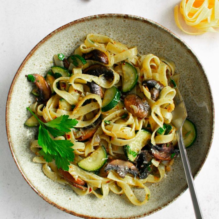 Zucchini Mushroom Pasta | Kitchen On The Avenue