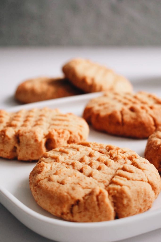chewy peanut butter cookies served on a plate