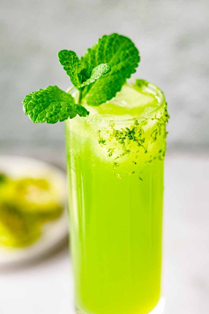 cucumber lime mocktail with mint garnish