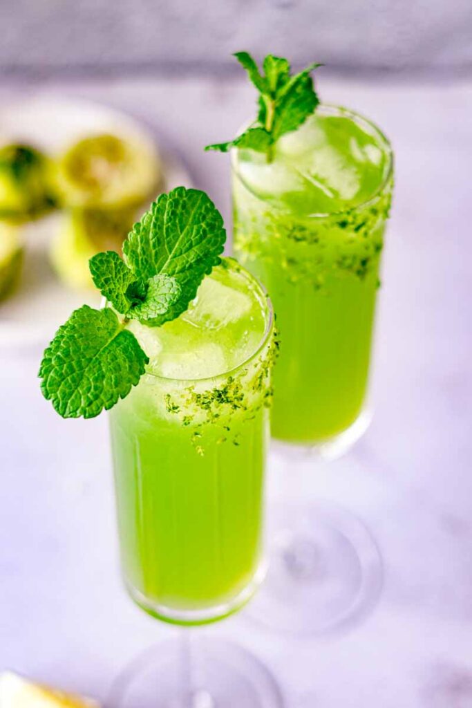 two glasses of cucumber lime mocktail