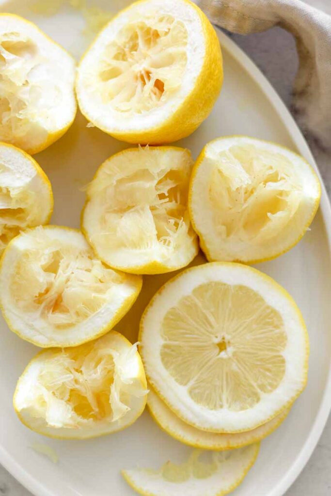 slices and scraps of juiced lemons 