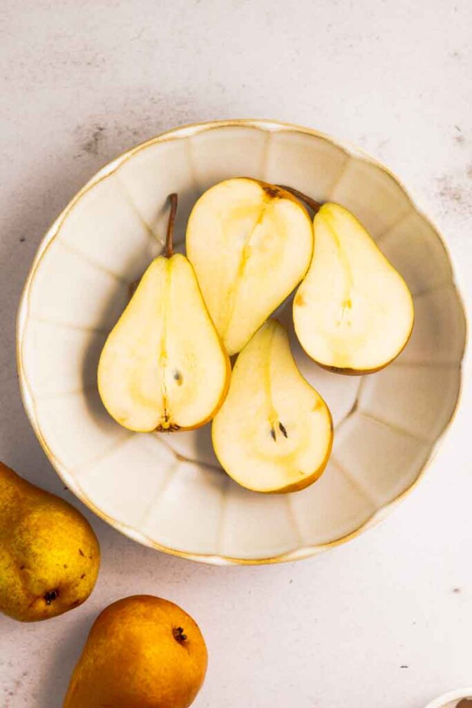 pears cut in halves