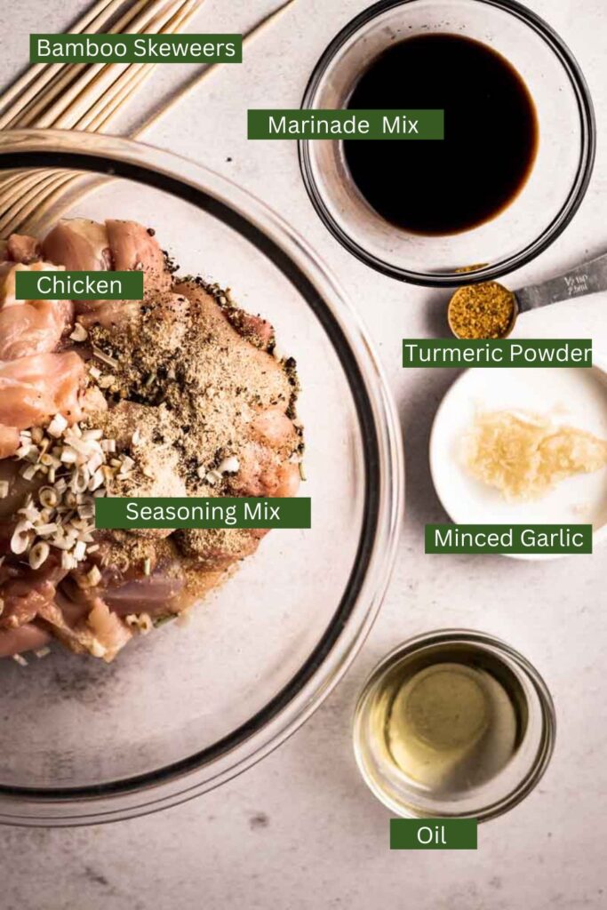 ingredients for lemongrass chicken skewers